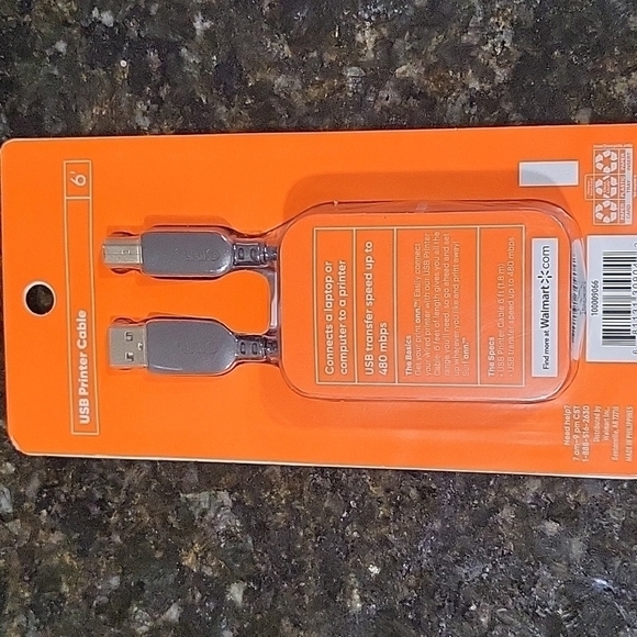 Surf Onn 6 Ft HI Speed USB Printer Cable - Picture 2 of 4